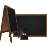 Lackiertes Holz-Set - Kundenstopper 118x61 cm, Kreidetafel 90x60 cm. Kreidetafel A5 Format 4Stk.