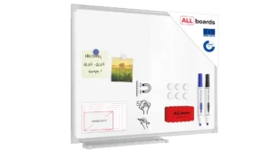 Magnetisches Whiteboard 60x45cm Magnettafel mit Aluminiumrahmen A7 +  Stifteablage, Trocken Abwischbar