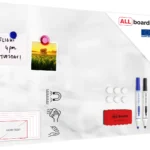 Metallische Magnettafel WEISSER MARMOR 60x40cm MetalBoards Memoboard für jede Art von Magneten Magnetpinnwand + Zubehör-Set