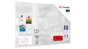 Metallische Magnettafel WEISSER ZIEGEL 90x60cm MetalBoards Memoboard für jede Art von Magneten Magnetpinnwand + Zubehör-Set