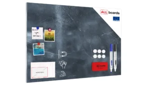 Metallische Magnettafel ANTHRAZIT MARMOR 90x60cm MetalBoards Memoboard für jede Art von Magneten Magnetpinnwand + Zubehör-Set