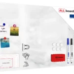 Metallische Magnettafel WEISSER MARMOR 90x60cm MetalBoards Memoboard für jede Art von Magneten Magnetpinnwand + Zubehör-Set