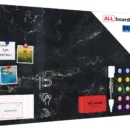 Metallische Magnettafel SCHWARZER MARMOR 90x60cm MetalBoards Memoboard für jede Art von Magneten Magnetpinnwand + Marker, 10 Magnete und Schwamm