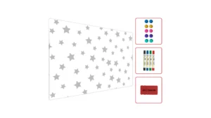 Metallische Magnettafel GRAUE STERNE 90x60cm MetalBoards Memoboard für jede Art von Magneten Magnetpinnwand + 4 Marker, 10 Magnete und Schwamm