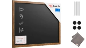 Magnetische Kreidetafel, wasserfest, 100 x 80 cm, Holzrahmen – Dunkelbraun + Zubehör