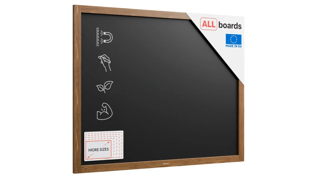 Schwarze magnetische Kreidetafel mit Holzrahmen 100x80cm