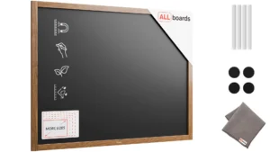 Magnetische Kreidetafel, wasserfest, 120 x 90 cm, Holzrahmen – Dunkelbraun + Zubehör
