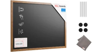 Magnetische Kreidetafel, wasserfest, 120 x 90 cm, Holzrahmen – Dunkelbraun + Zubehör