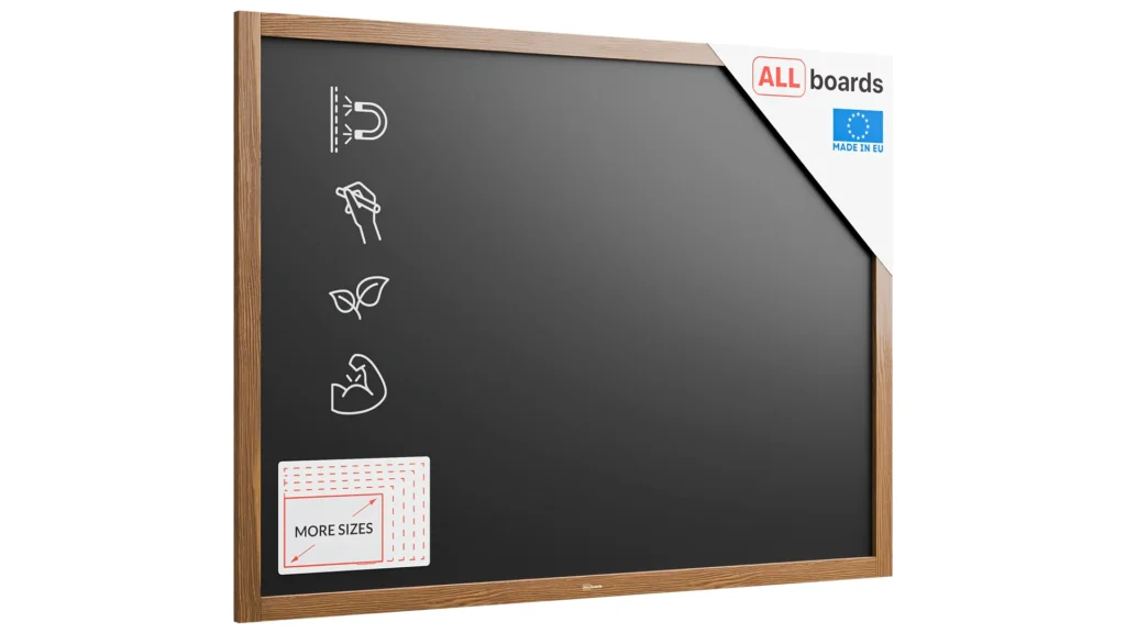 Schwarze magnetische Kreidetafel mit Holzrahmen 120x90cm