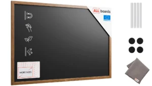 Magnetische Kreidetafel, wasserfest, 150 x 100 cm, Holzrahmen – Dunkelbraun + Zubehör