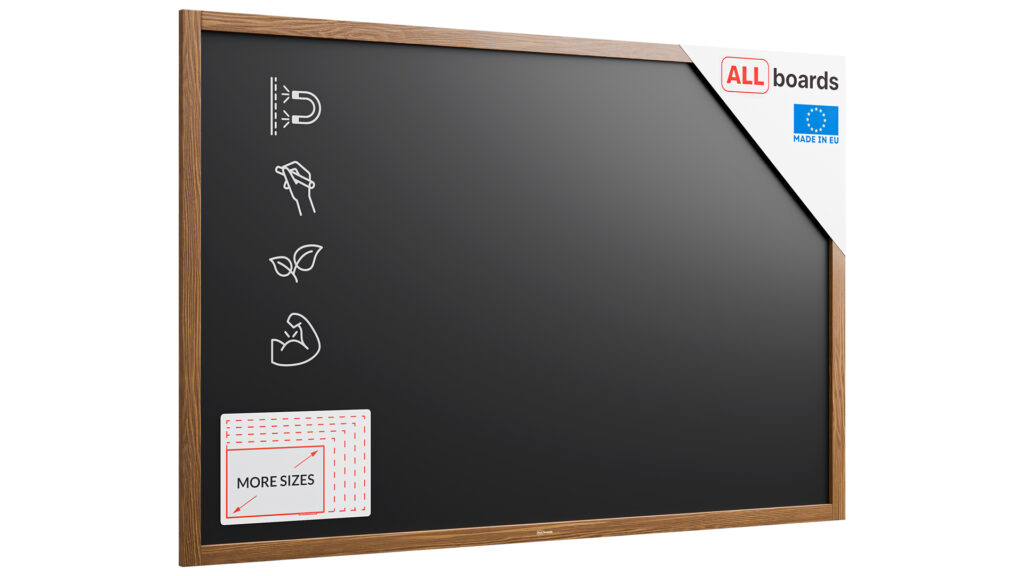 Schwarze magnetische Kreidetafel mit Holzrahmen 150x100cm