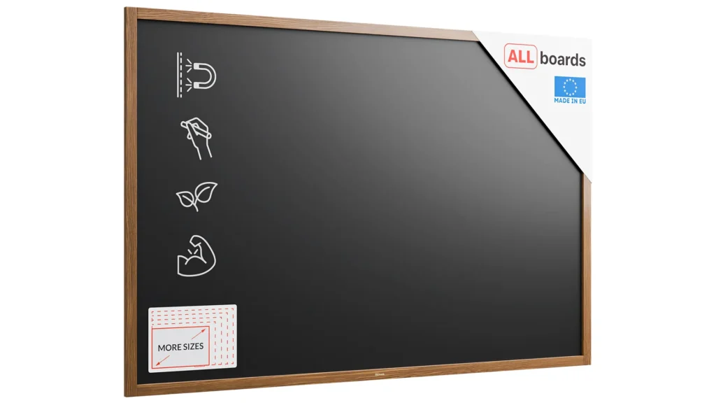 Schwarze magnetische Kreidetafel mit Holzrahmen 180x120cm