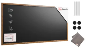 Magnetische Kreidetafel, wasserfest, 200 x 100 cm, Holzrahmen – Dunkelbraun + Zubehör