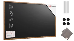 Magnetische Kreidetafel, wasserfest, 200 x 120 cm, Holzrahmen – Dunkelbraun + Zubehör