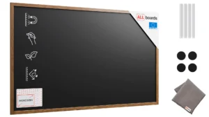 Magnetische Kreidetafel, wasserfest, 200 x 120 cm, Holzrahmen – Dunkelbraun + Zubehör