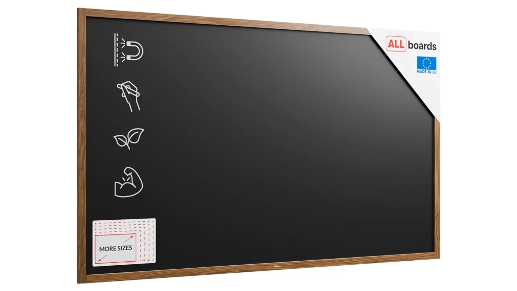 Schwarze magnetische Kreidetafel mit Holzrahmen 200x120cm