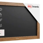 Magnetische Kreidetafel, wasserfest, 60 x 40 cm, Holzrahmen – Dunkelbraun + Zubehör