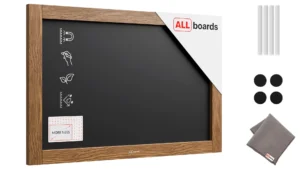 Magnetische Kreidetafel, wasserfest, 60 x 40 cm, Holzrahmen – Dunkelbraun + Zubehör
