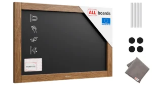Magnetische Kreidetafel, wasserfest, 60 x 40 cm, Holzrahmen – Dunkelbraun + Zubehör
