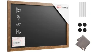 Magnetische Kreidetafel, wasserfest, 90 x 60 cm, Holzrahmen – Dunkelbraun + Zubehör