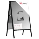 Doppelseitige Werbetafel, Kundenstopper, Größe: A1, in einem schwarzen Aluminiumrahmen