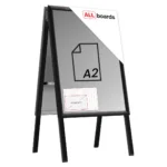 Doppelseitige Werbetafel, Kundenstopper, Größe: A2, in einem schwarzen Aluminiumrahmen