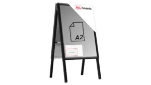 Doppelseitige Werbetafel, Kundenstopper, Größe: A2, in einem schwarzen Aluminiumrahmen