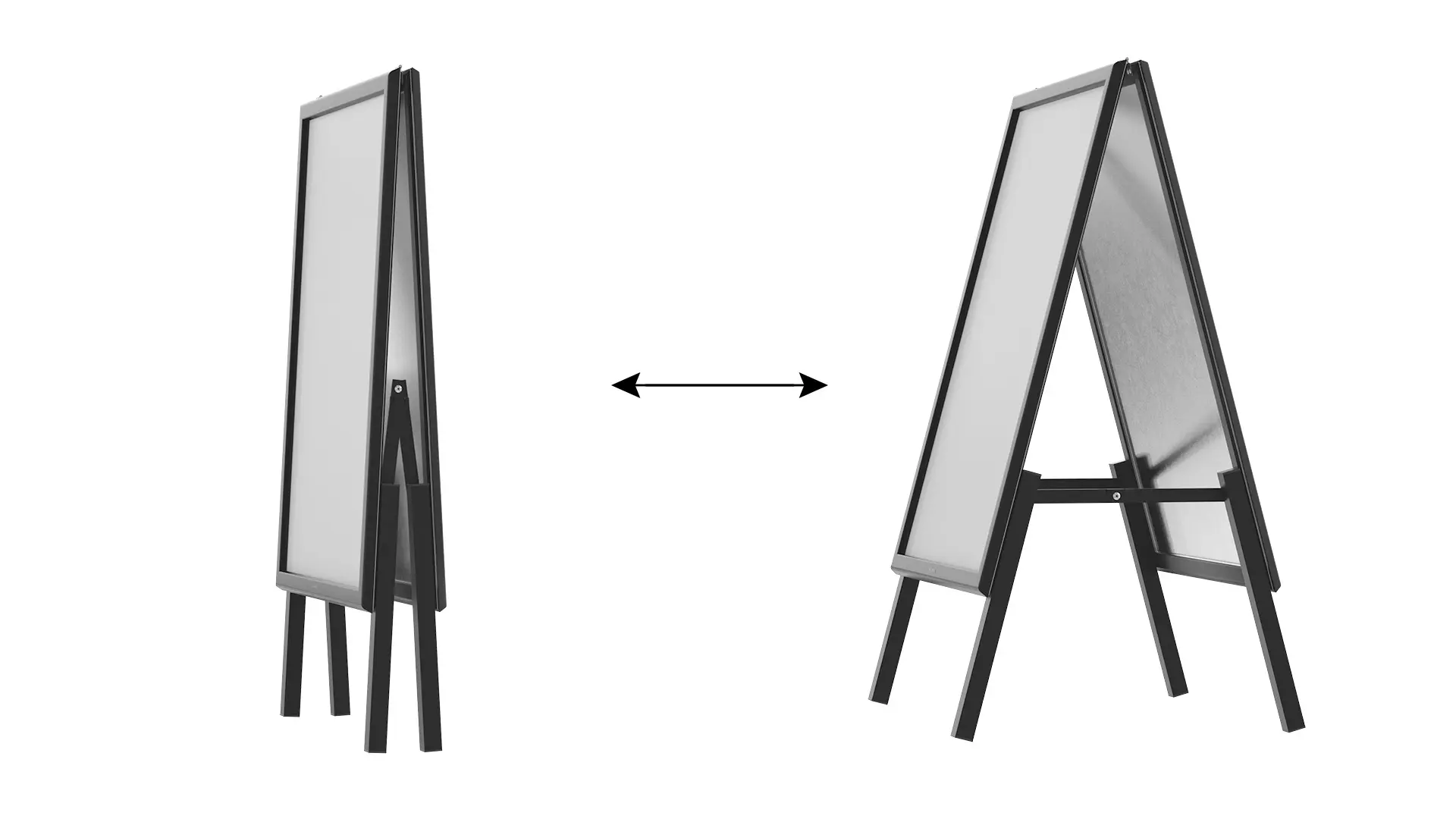 Doppelseitige Werbetafel, Kundenstopper, Größe: B2, in einem schwarzen Aluminiumrahmen, abschließbar