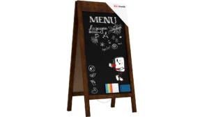 Kundenstopper - lackierter Holzrahmen 100x49,5cm Breiter oberer Rahmen mit Platz für Druck