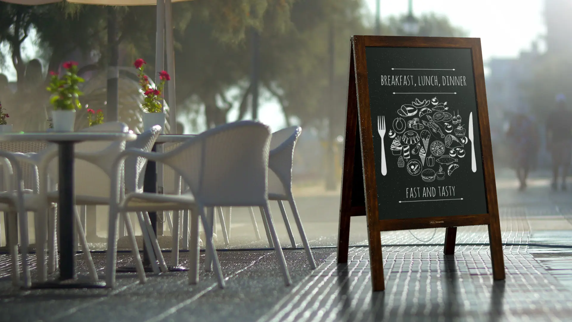 Kundenstopper – Wasserfest, Stabil 8,5 kg, mit lackiertem Holzrahmen 118x61 cm