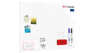 Magnetplatte rahmenloses SLIMboard - Magnetisches trocken abwischbares Whiteboard 90x60 cm + GRATIS Zubehör