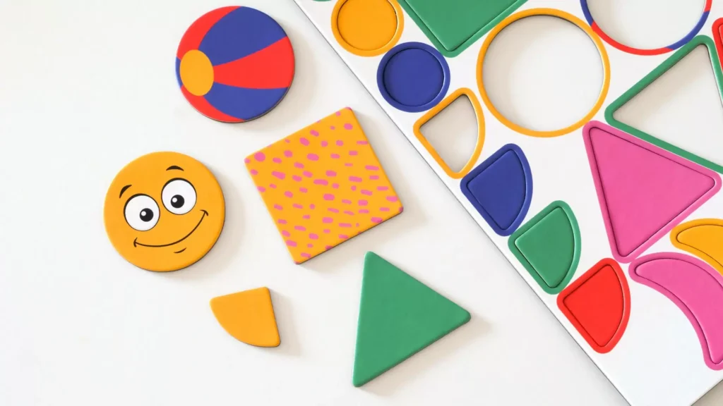 Bildungs-Set; Magnete, Formen für Kinder, klassische Farben - 48 Elemente