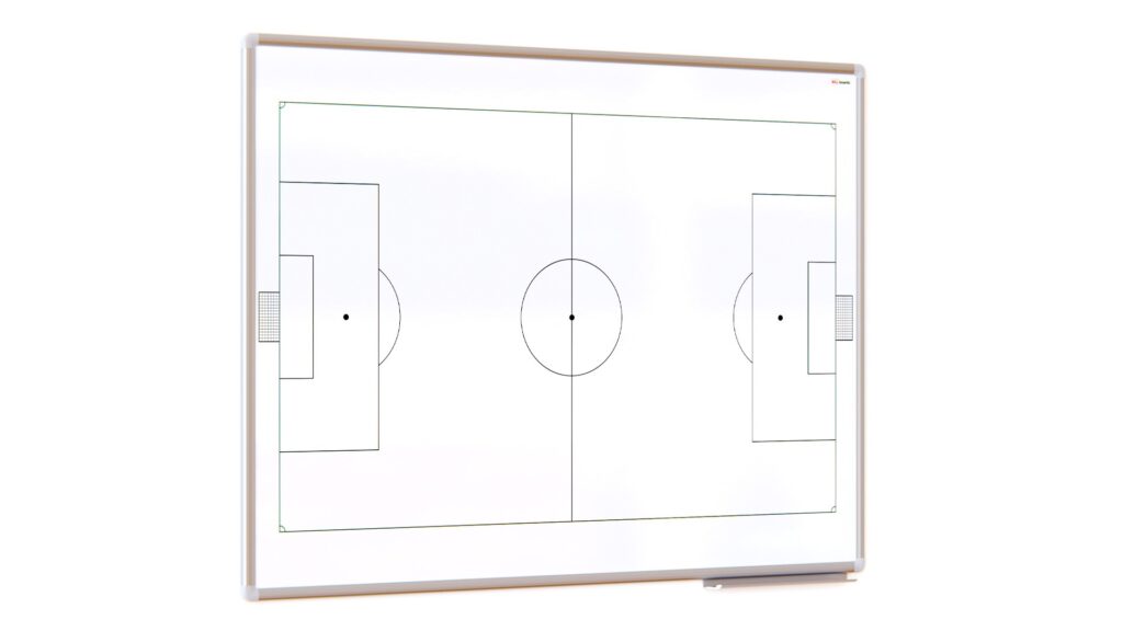 Taktiktafel FUSSBALL, 120x90 cm, weiße magnetische Trainingstafel