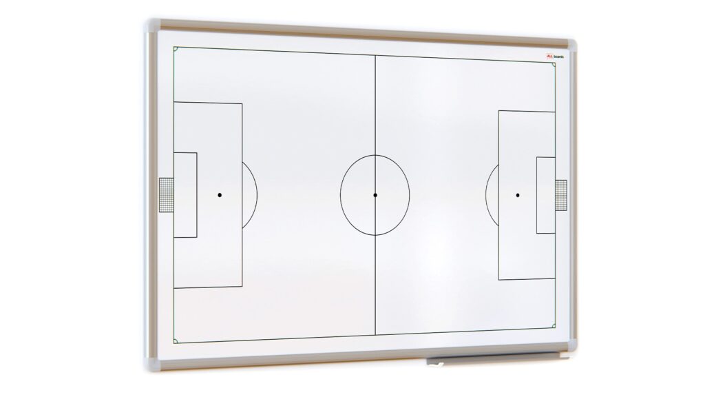Taktiktafel FUSSBALL, 90x60 cm, weiße magnetische Trainingstafel