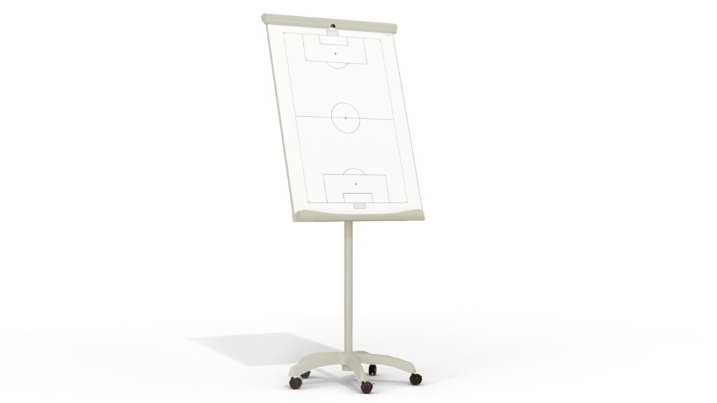 Taktische Flipchart-Tafel FUSSBALL 100x70 cm mobile magnetische Trainingstafel, weiß - CLASSIC