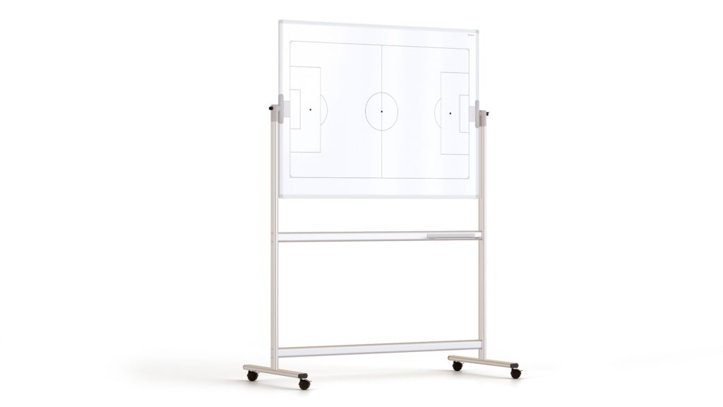 Taktische Tafel FUSSBALL, mobil, doppelseitig, drehbar, trocken abwischbar, magnetisch, 120x90 cm