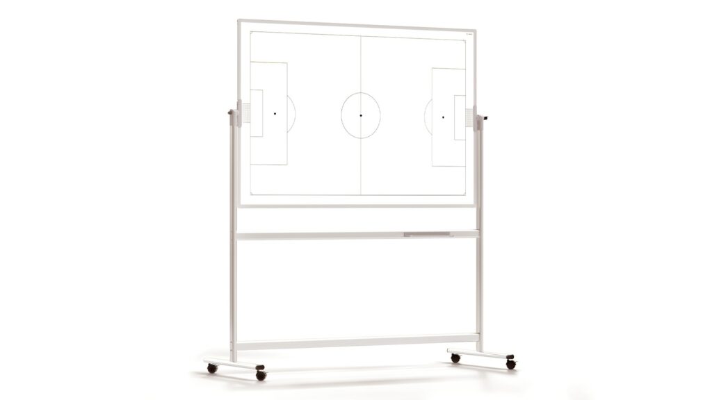 Taktische Tafel FUSSBALL, mobil, doppelseitig, drehbar, trocken abwischbar, magnetisch, 150x100 cm