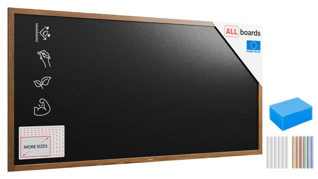 Kreidetafel Wasserfest mit lackiertem Holzrahmen 200x100cm, Schwarz, Schreibtafel, Kreide