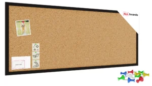 Pinnwand, Korktafel 100x40 cm, Holzrahmen - Schwarz lackiert + GRATIS