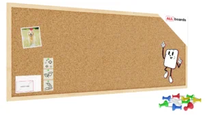 Pinnwand, Korktafel 100x40 cm, Naturholzrahmen + GRATIS