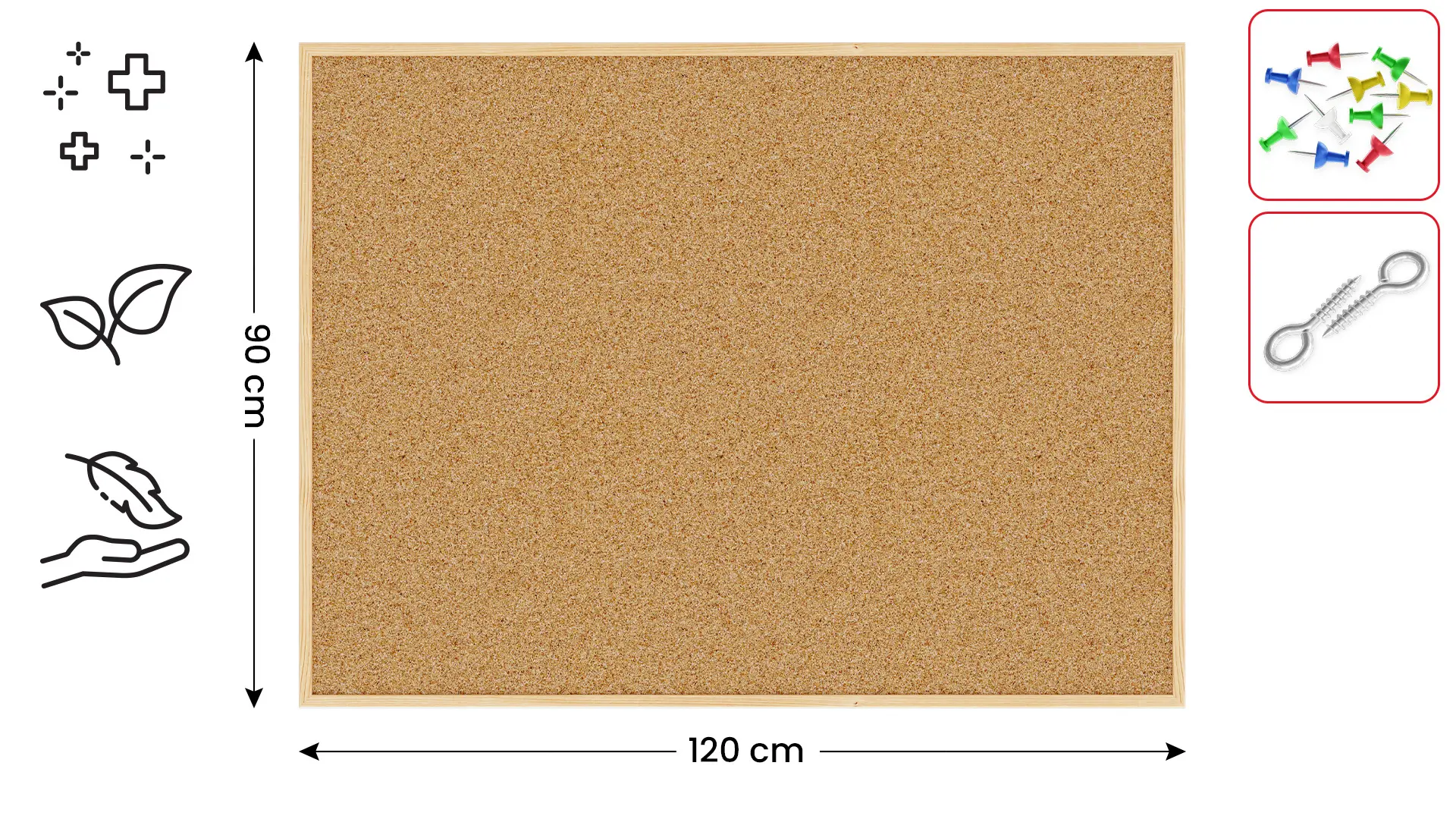 Pinnwand mit Naturholzrahmen 120x90cm + GRATIS