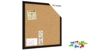 Pinnwand, Korktafel 40x40 cm, Holzrahmen - Schwarz lackiert + GRATIS