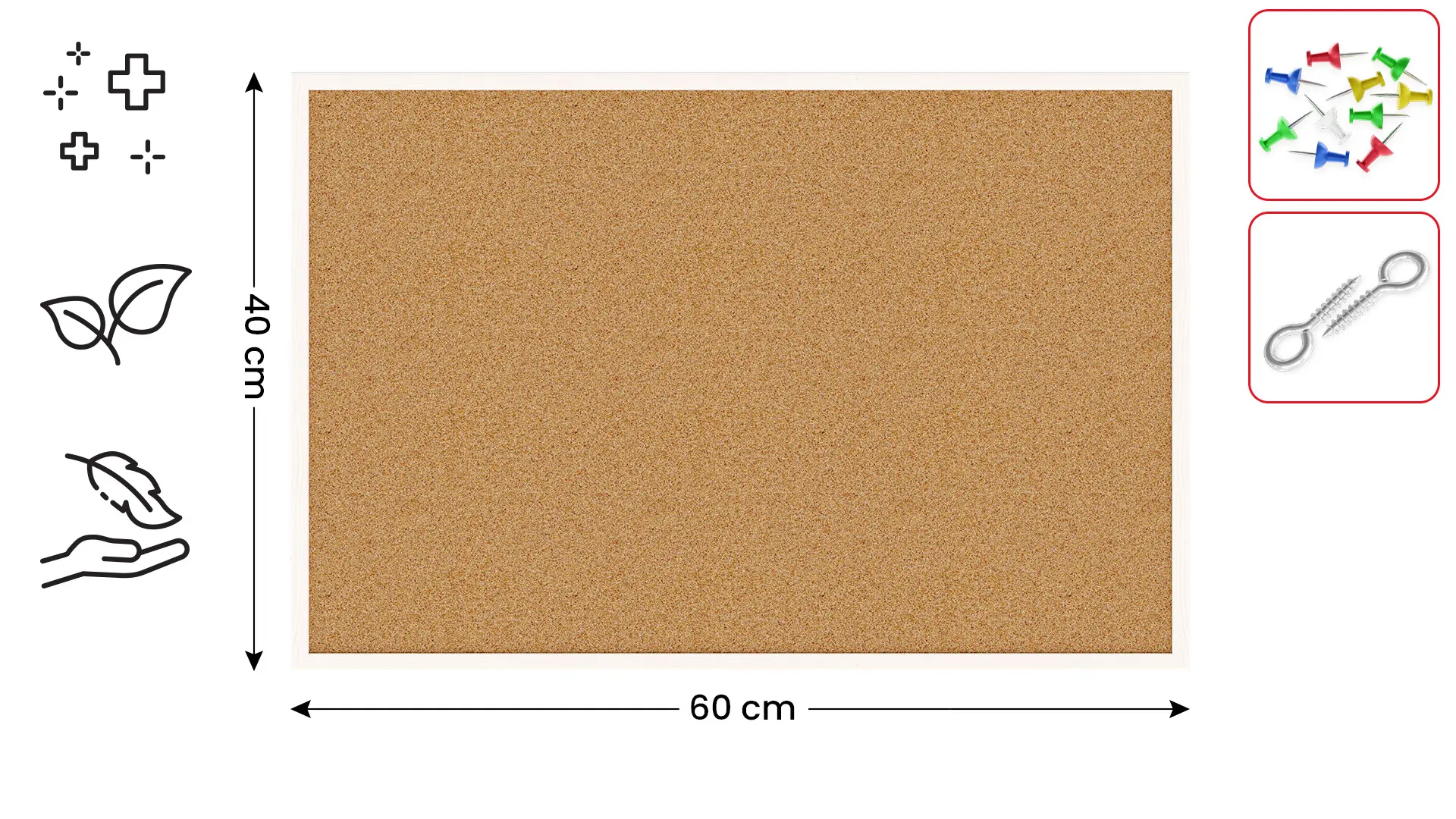 Pinnwand mit weißem Naturholzrahmen 60x40cm + GRATIS – Bild 2