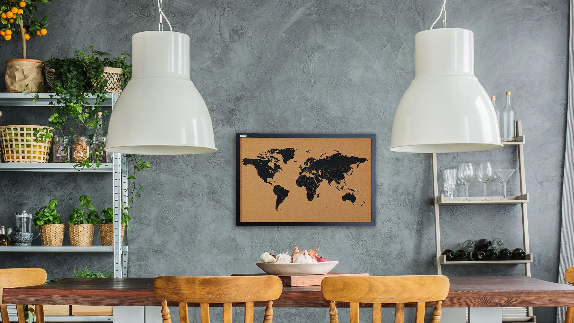 Korktafel WELTKARTE, lackierter Holzrahmen, SCHWARZ, 60x40 cm – Bild 7
