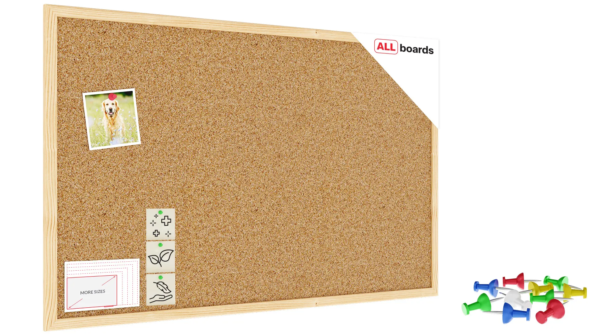 Pinnwand mit Naturholzrahmen 80x60cm + GRATIS