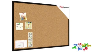 Pinnwand mit schwarzem Naturholzrahmen 90x60cm + GRATIS