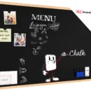 Schwarze magnetische Kreidetafel mit Naturholzrahmen 100x80 cm + Zubehör