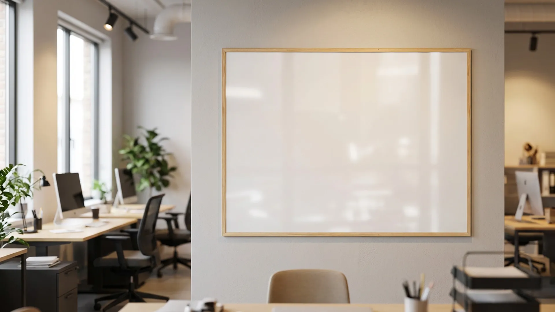 Magnetisches Whiteboard mit Naturholzrahmen 120x90cm – Bild 3