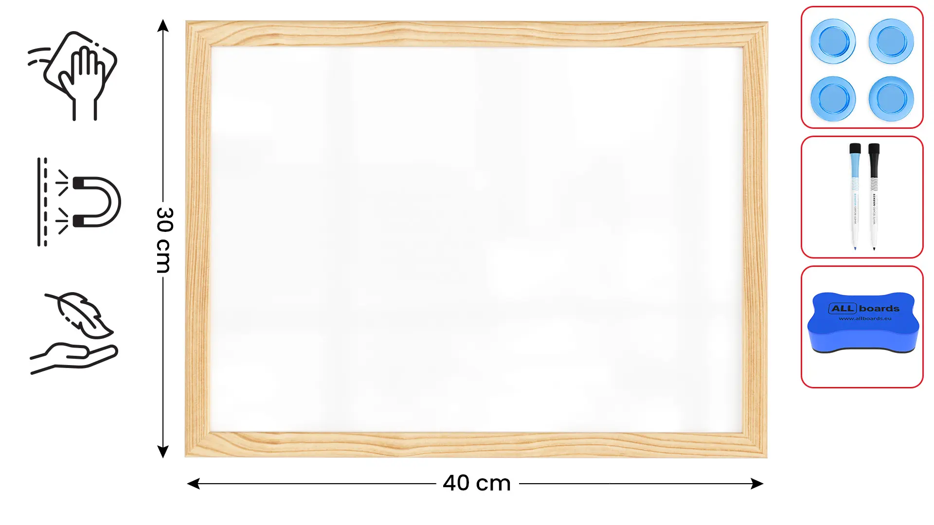 Magnetisches Whiteboard mit Naturholzrahmen 30x40cm – Bild 2