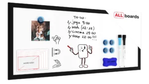 Magnetisches Whiteboard mit schwarzen Holzrahmen 30x70cm